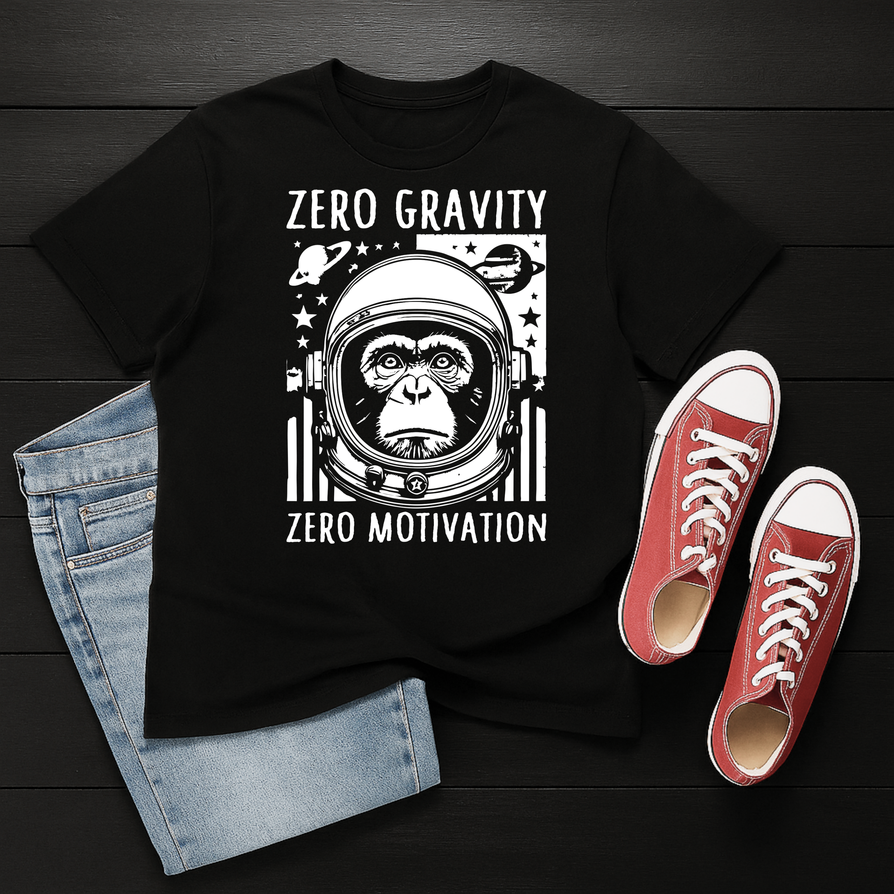 Zero Gravity Monkey – Zero Motivation Graphic Tee