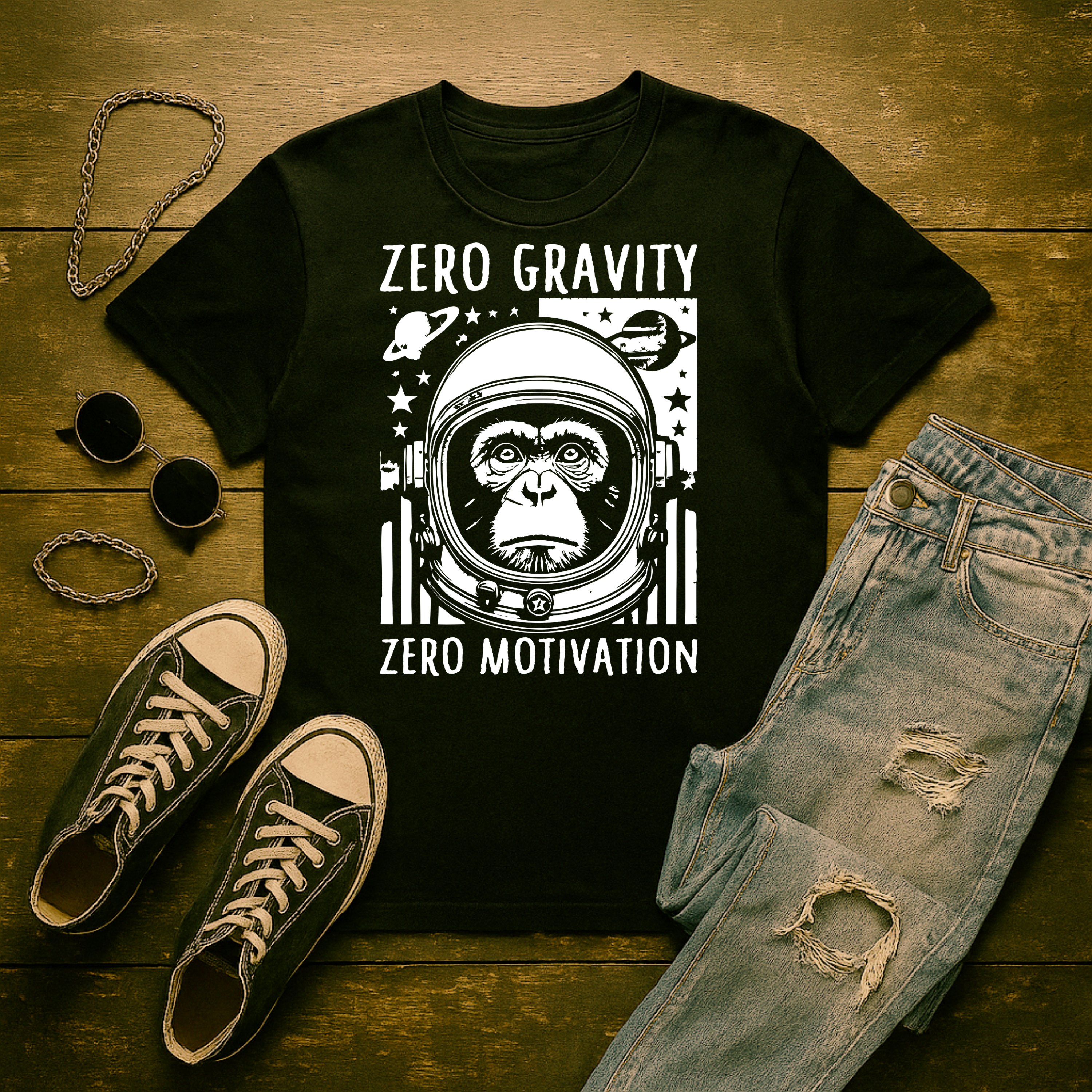 Zero Gravity Monkey – Zero Motivation Graphic Tee