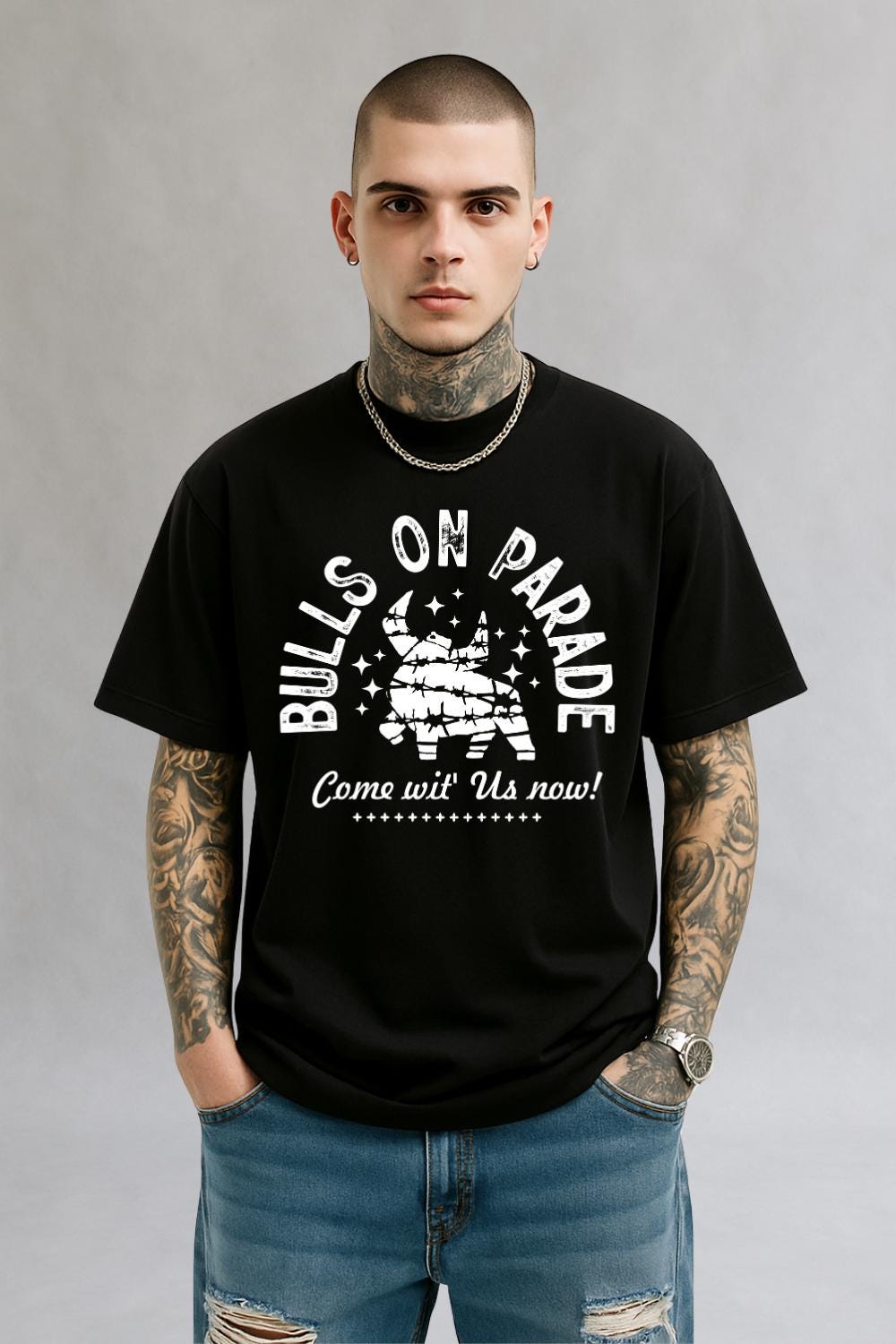 Bulls On Parade Grunge Bull Tee | Free Shipping | 10% Off 2 Tees · 25% Off 3