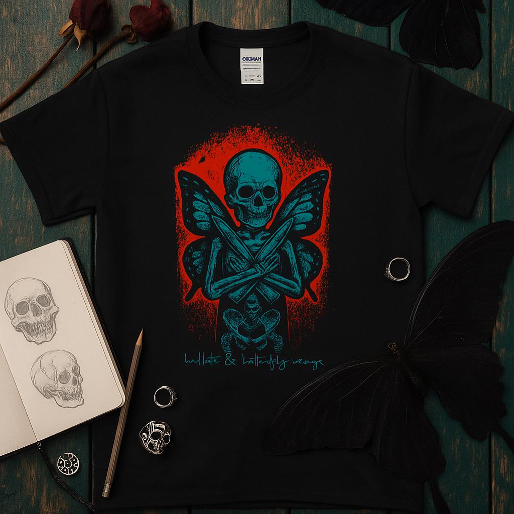 Bullets & Butterfly Wings Skeleton Art | Free Shipping | 10% Off 2 Tees · 25% Off 3