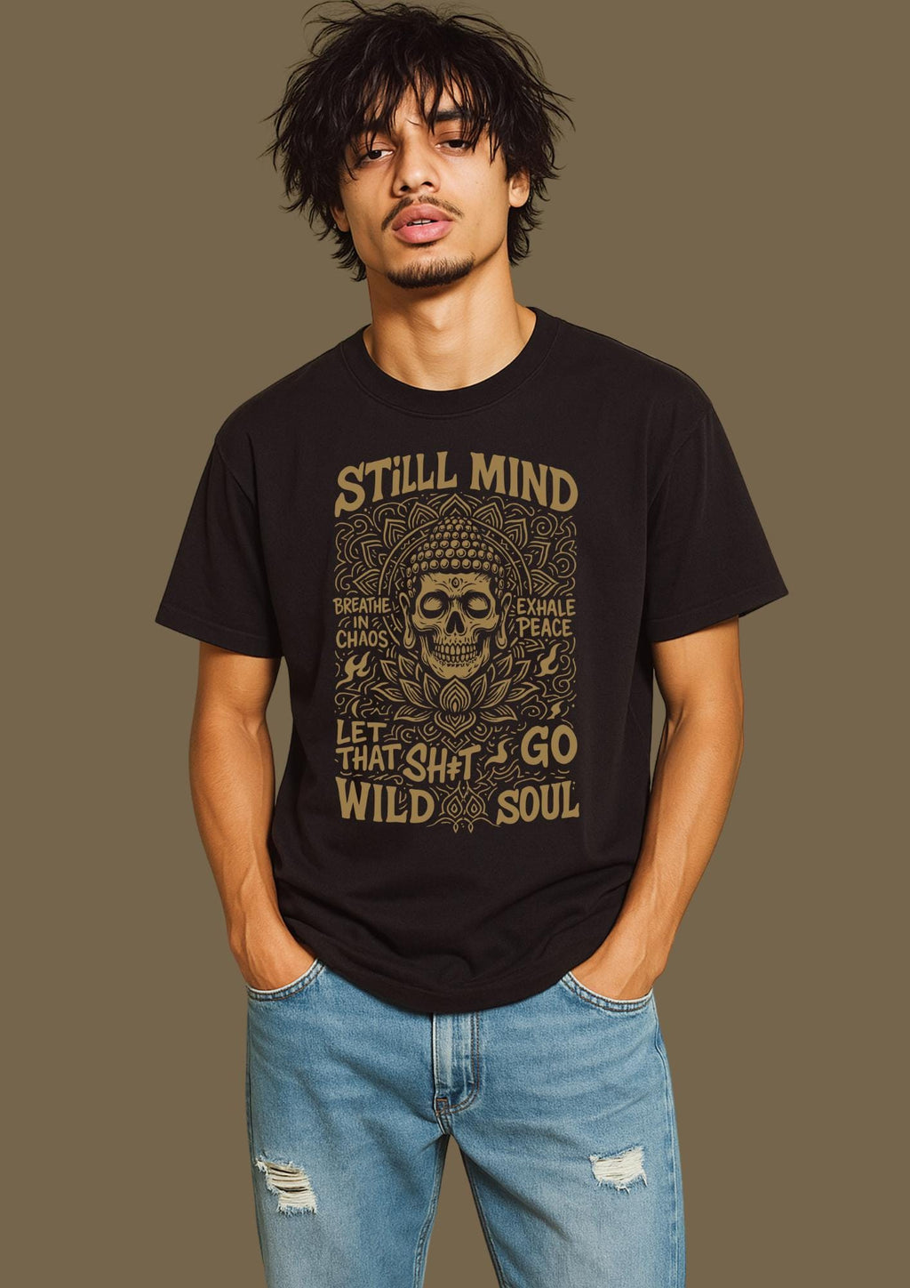 Still Mind Skull Buddha Tee | Free Shipping | 10% Off 2 Tees · 25% Off 3