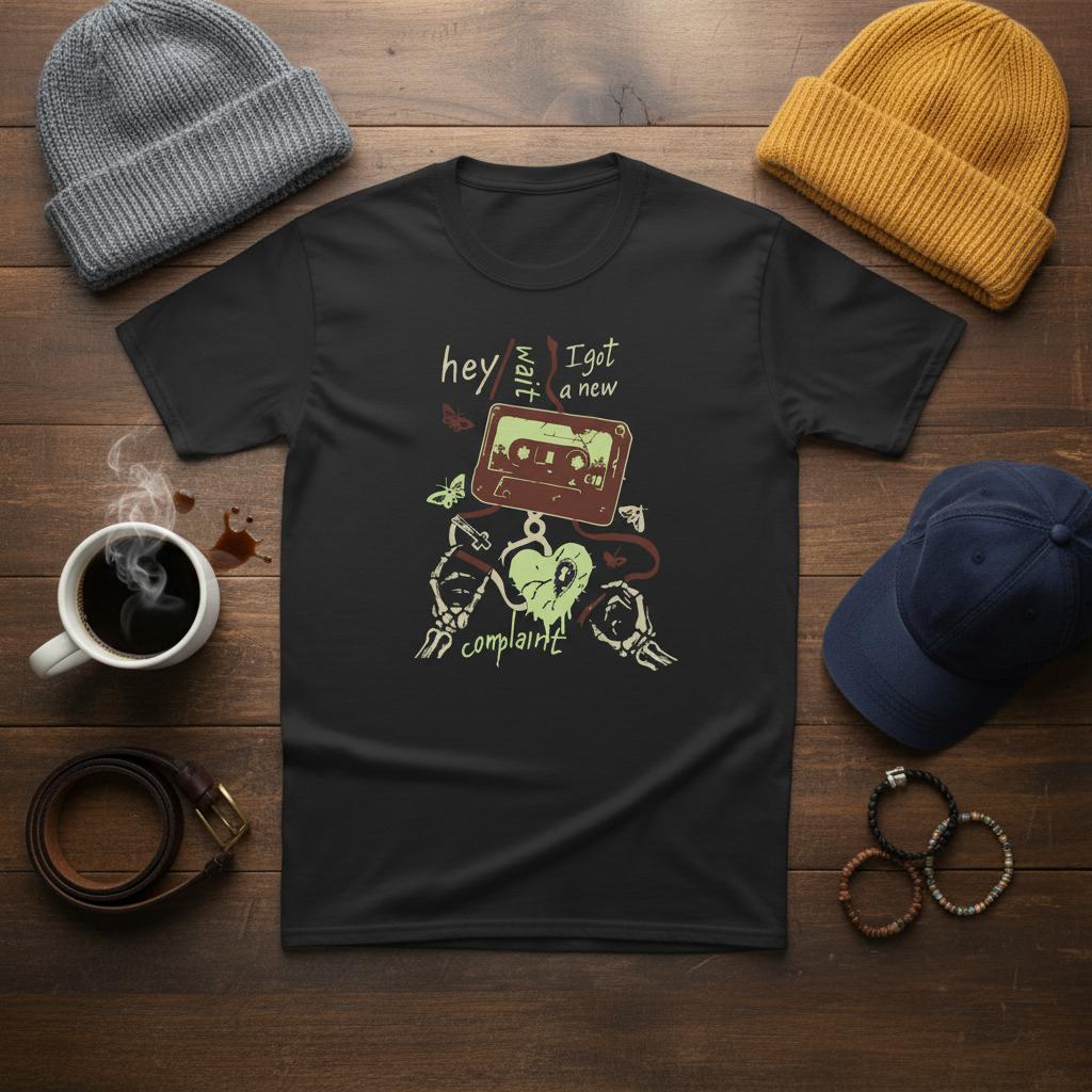 Hey Wait Complaint Cassette Shirt | Free Shipping | 10% Off 2 Tees · 25% Off 3