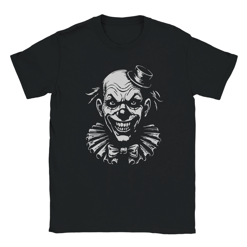 Edgy clown horror illustration designed for alternative streetwear and dark aesthetic fashion fans