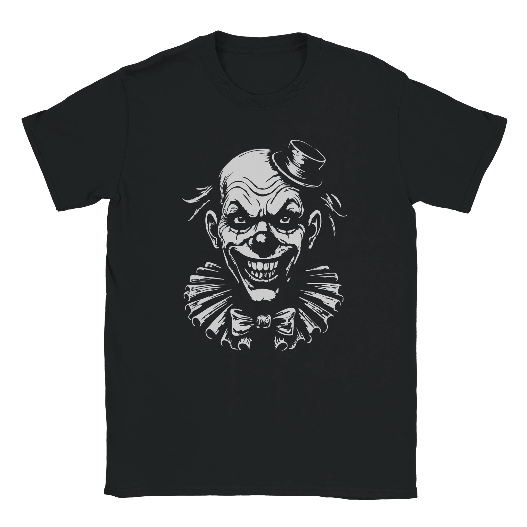 Edgy clown horror illustration designed for alternative streetwear and dark aesthetic fashion fans