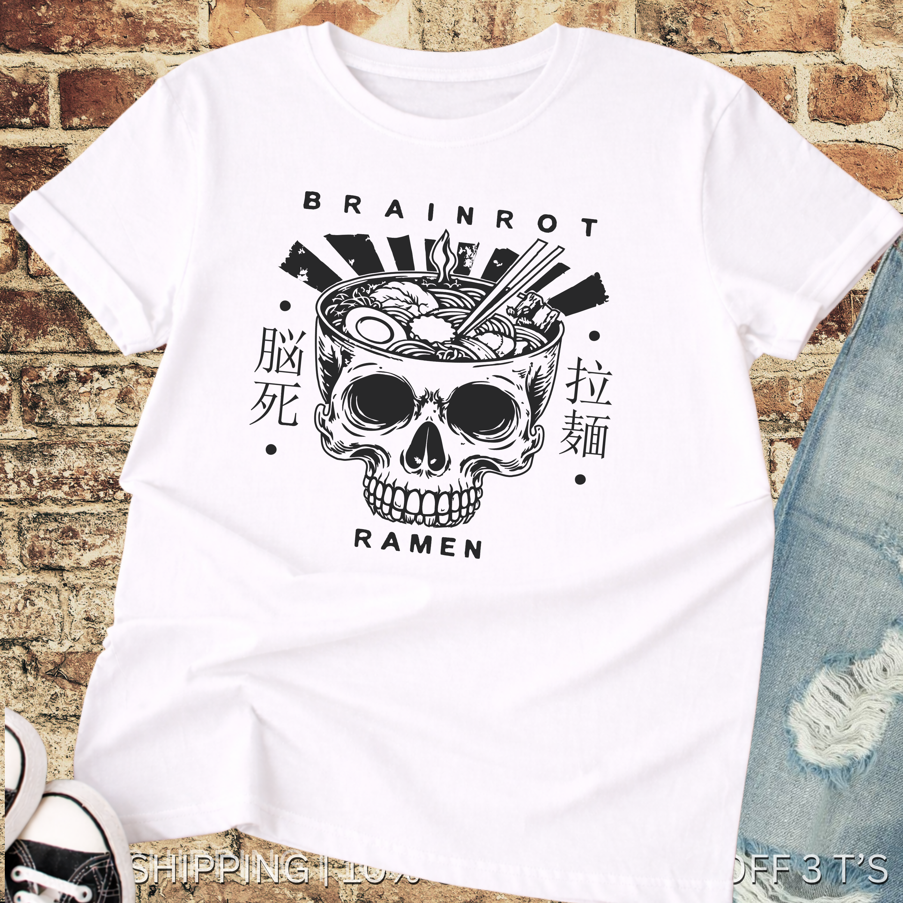 Brain Rot Ramen Tee | Free Shipping | 10% Off 2 Tees · 25% Off 3