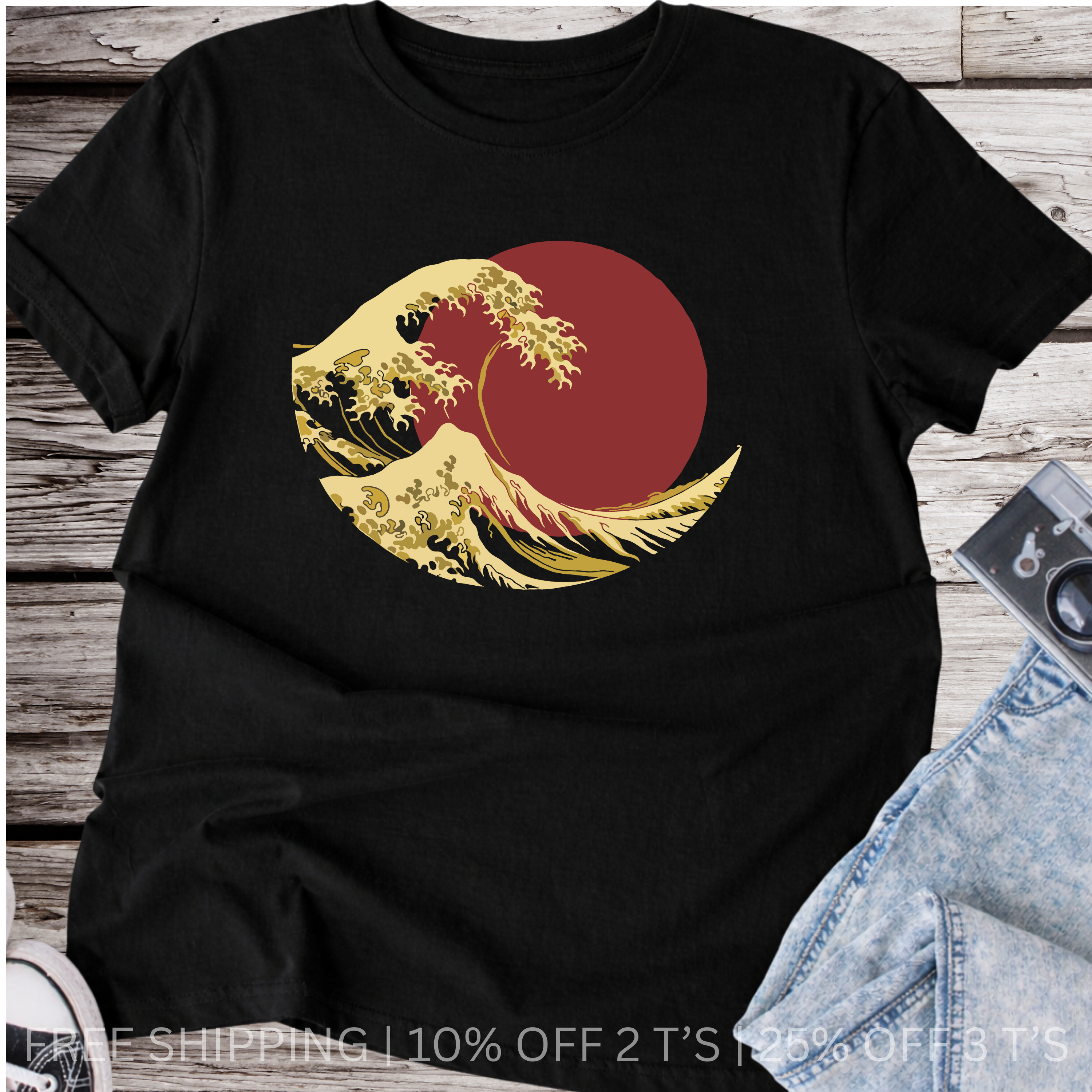 Rising Sun Japanese Wave  l Free Shipping | 10% Off 2 Tees · 25% Off 3