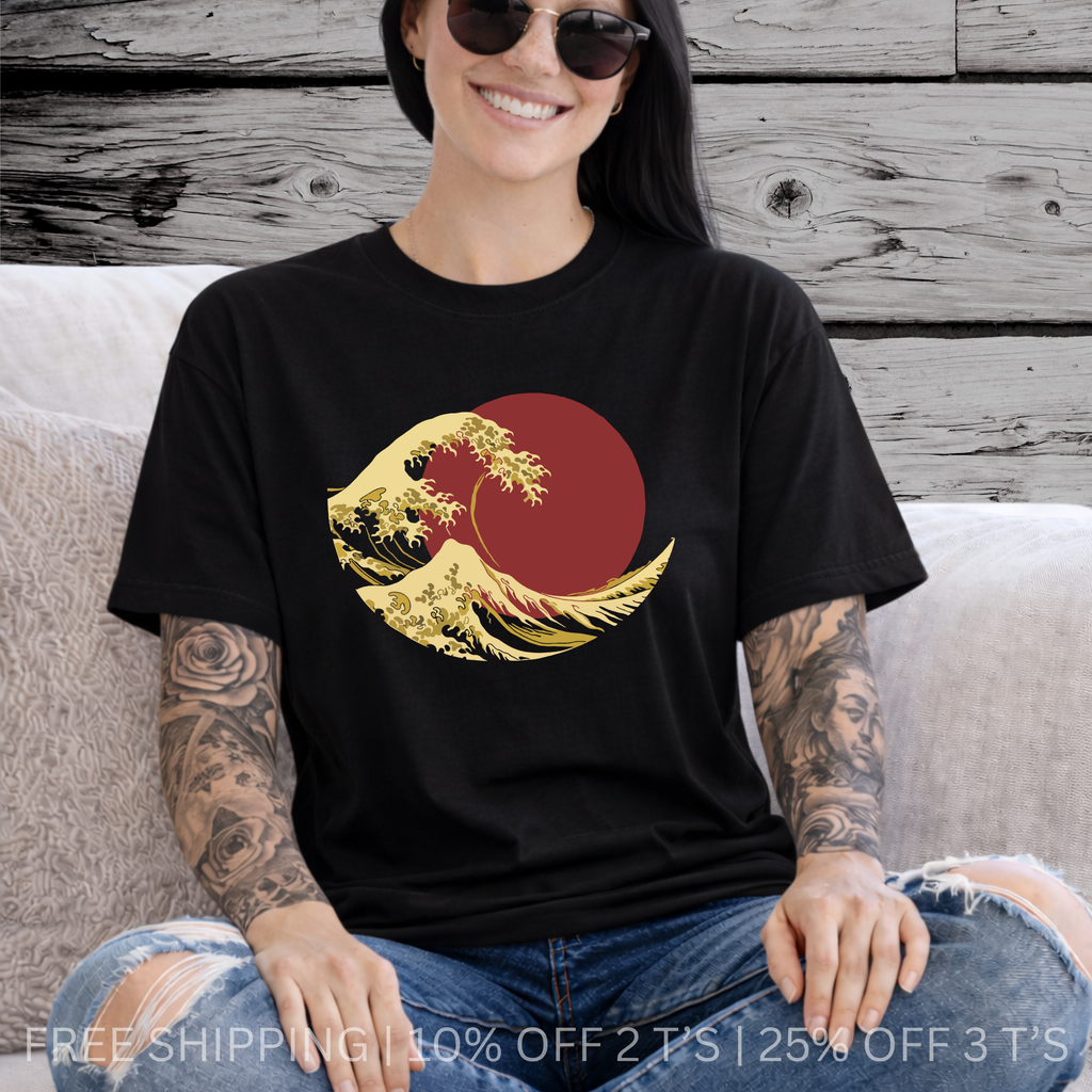 Rising Sun Japanese Wave  l Free Shipping | 10% Off 2 Tees · 25% Off 3