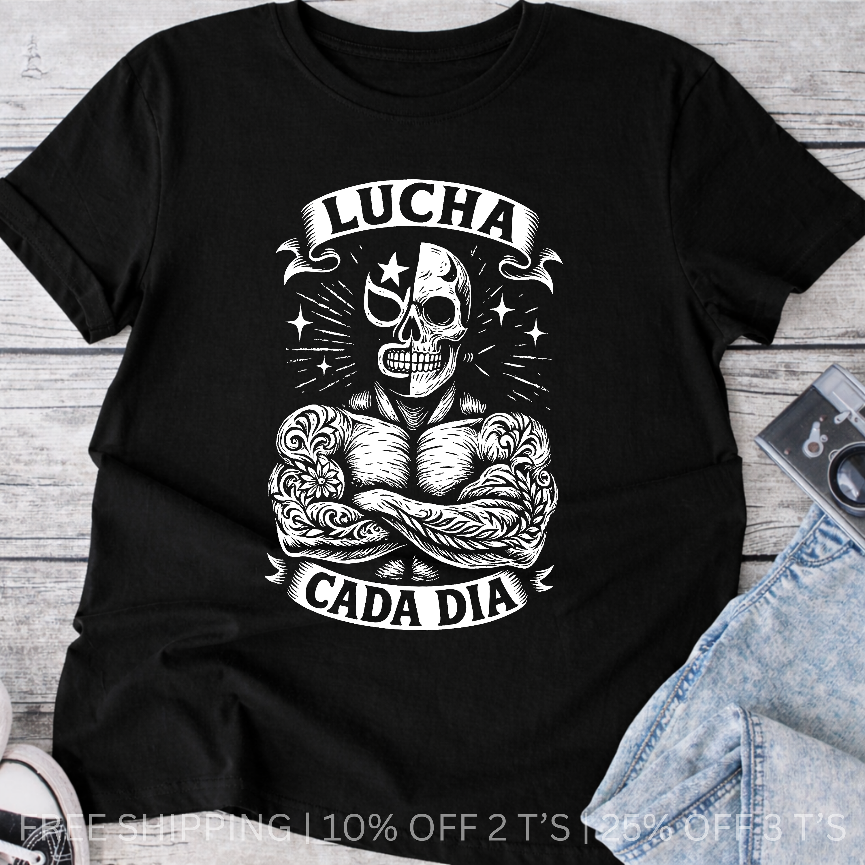 Lucha Cada Día Graphic Tee | Free Shipping | 10% Off 2 Tees · 25% Off 3