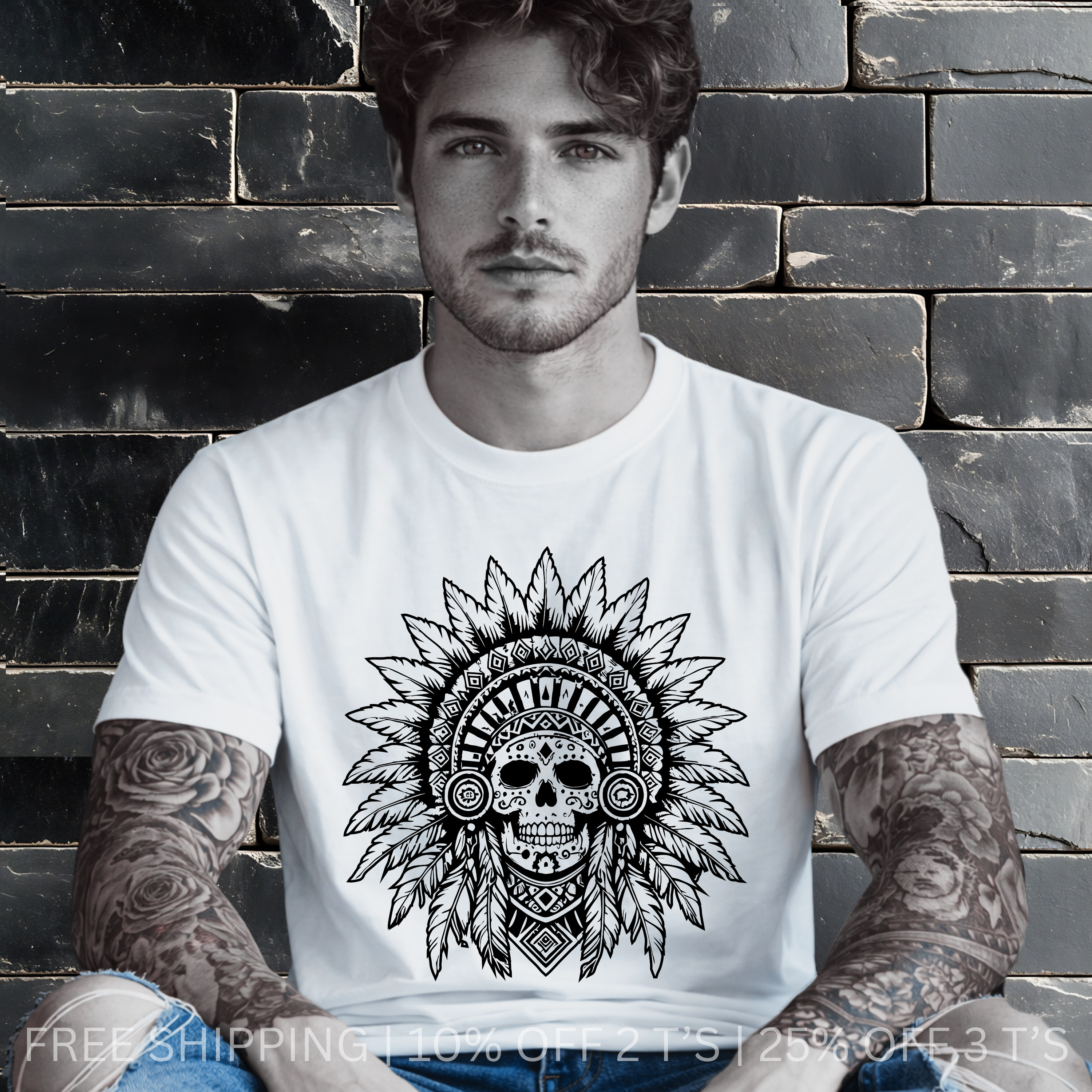 Tribal Skull Headdress | Free Shipping | 10% Off 2 Tees · 25% Off 3
