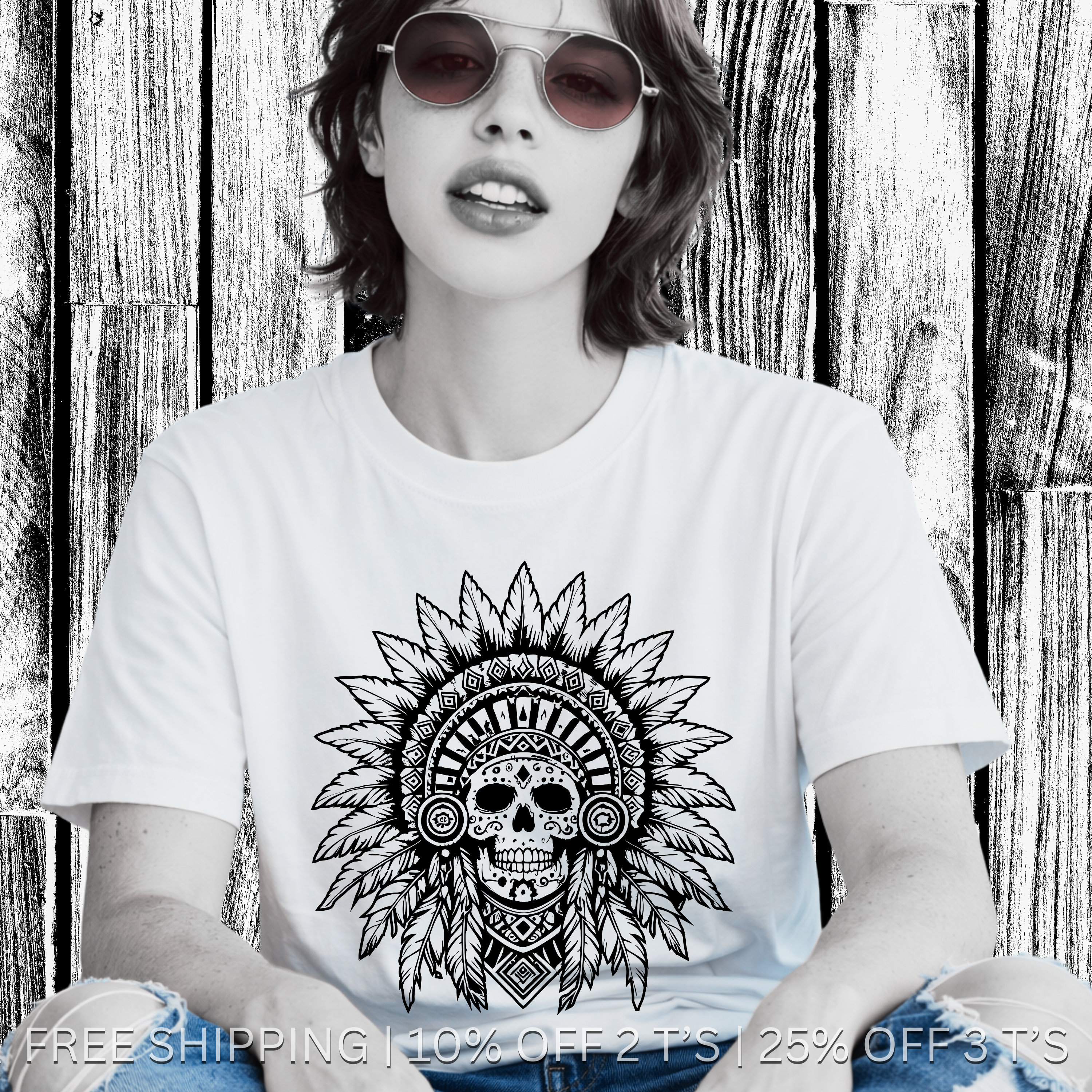 Tribal Skull Headdress | Free Shipping | 10% Off 2 Tees · 25% Off 3