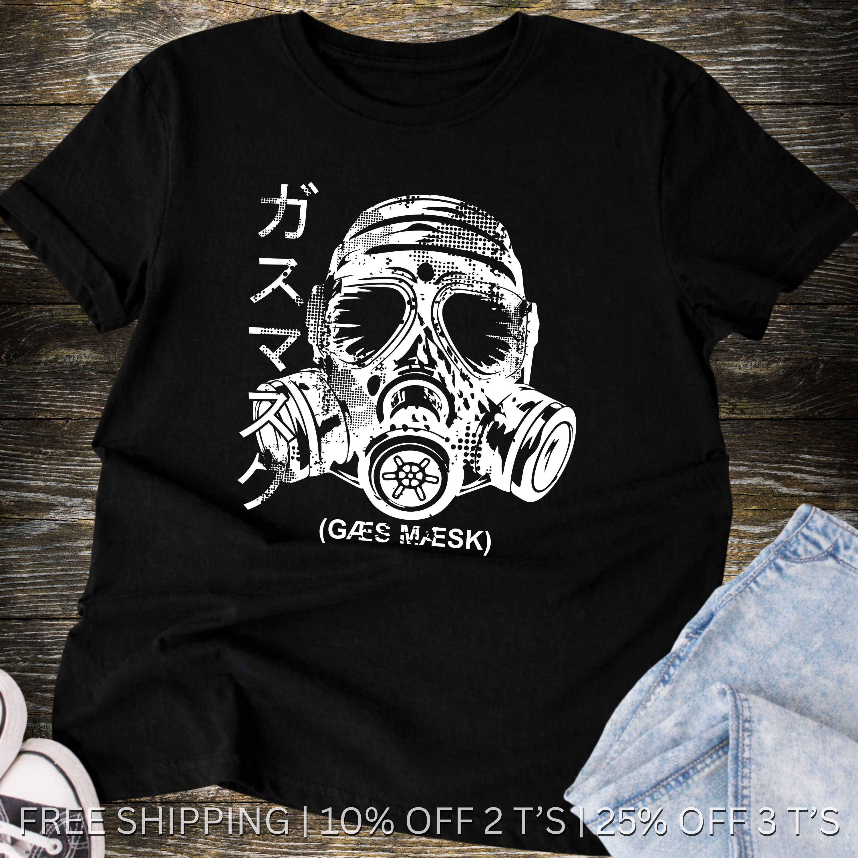 Gas Mask | Graphic T-Shirt | Free Shipping | 10% Off 2 Tees · 25% Off 3