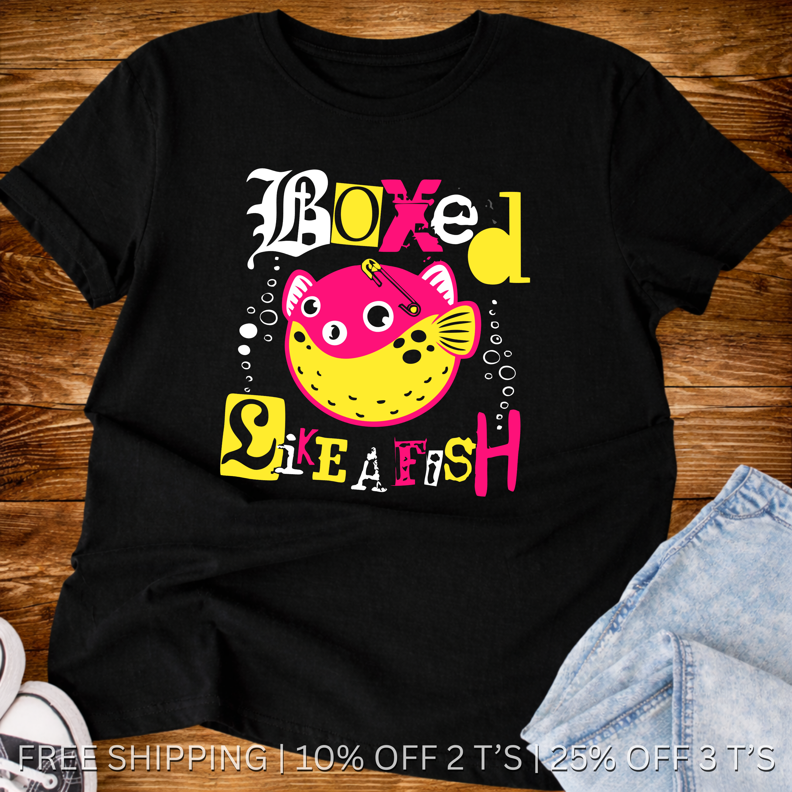 Boxed Like a Fish | Free Shipping | 10% Off 2 Tees · 25% Off 3