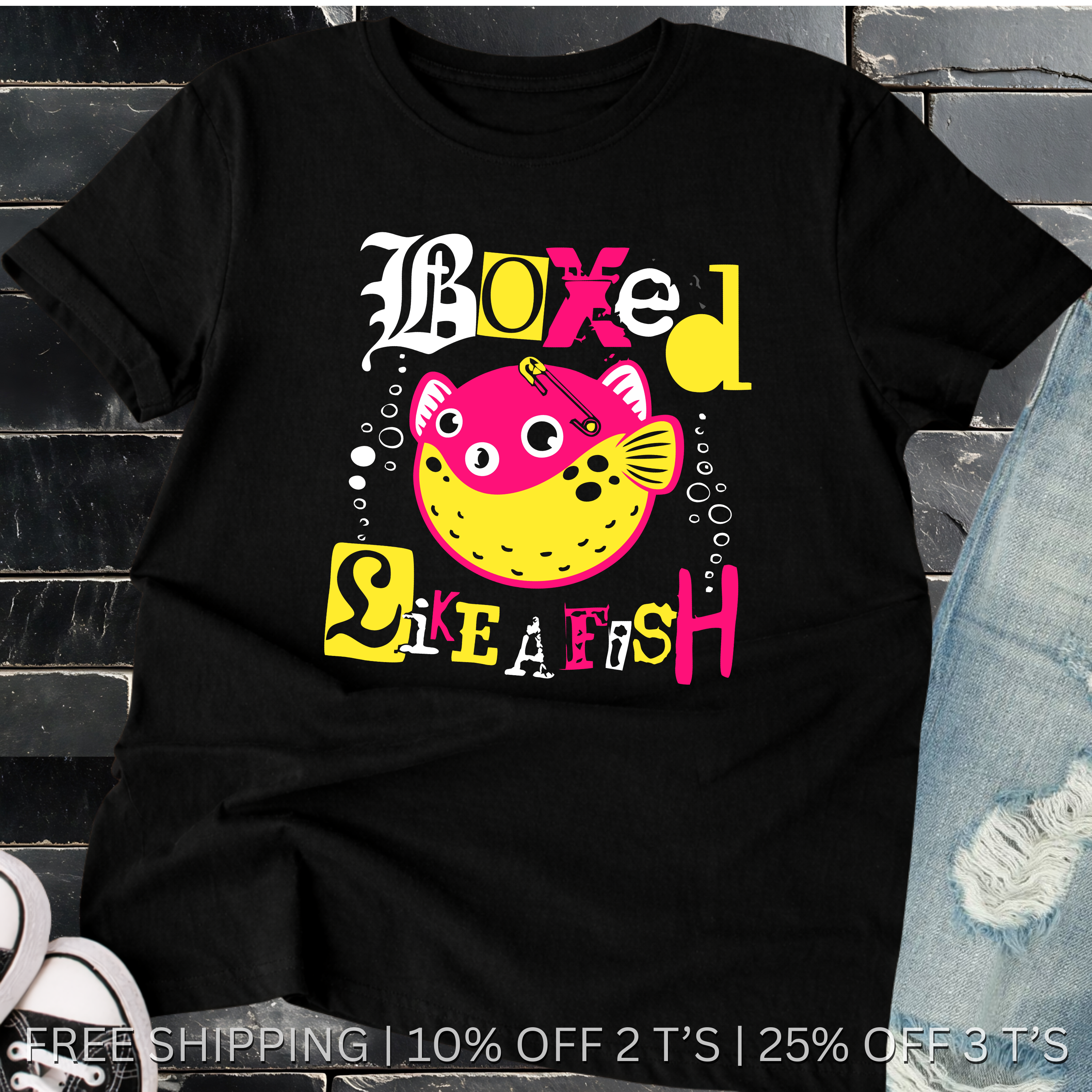 Boxed Like a Fish | Free Shipping | 10% Off 2 Tees · 25% Off 3