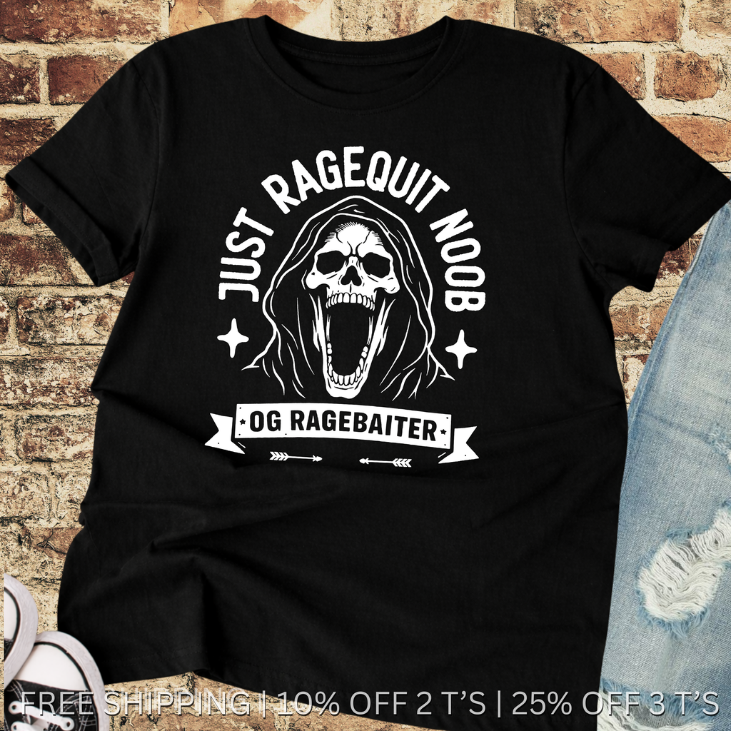 Ragequit Gaming  Meme | Free Shipping | 10% Off 2 Tees · 25% Off 3