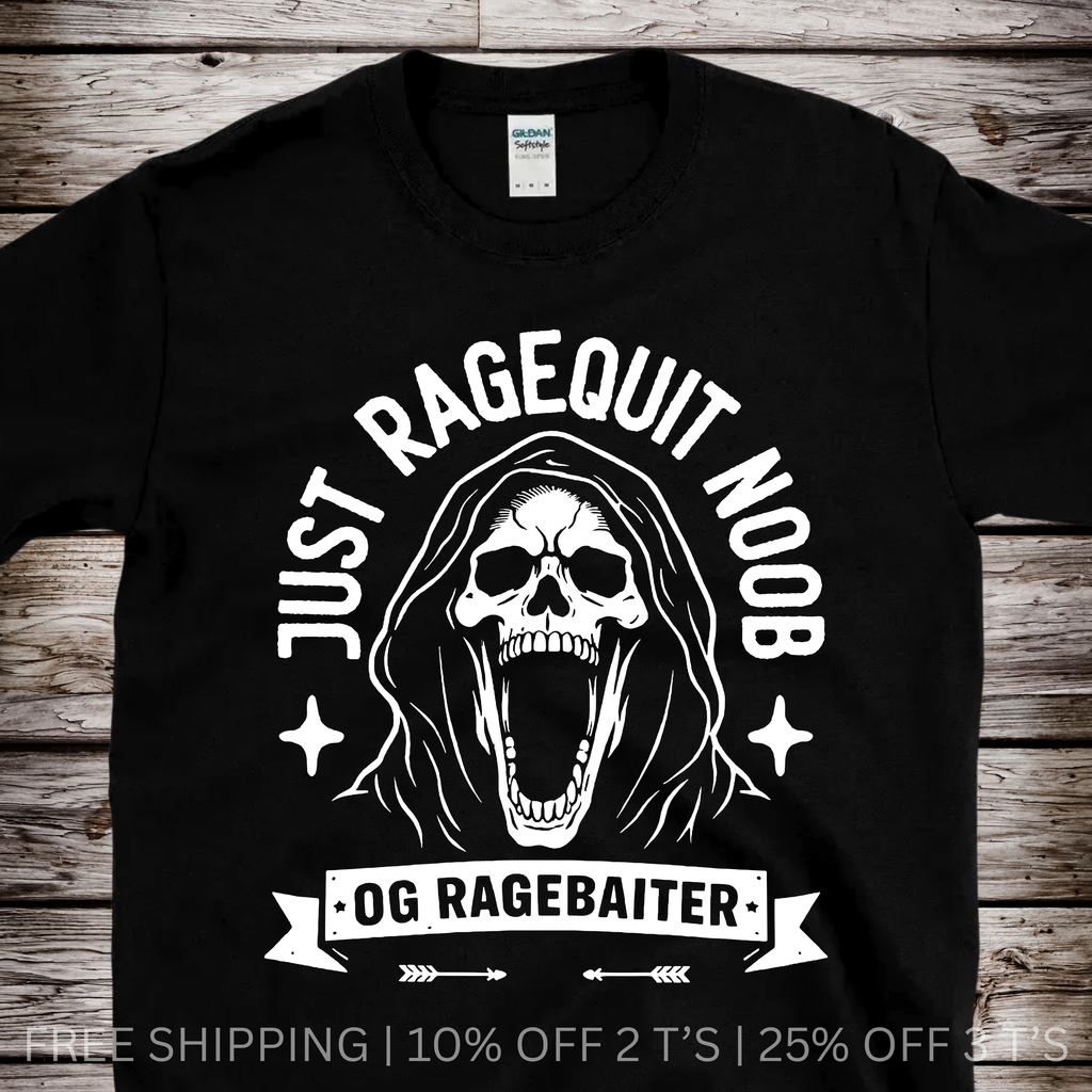 Ragequit Gaming  Meme | Free Shipping | 10% Off 2 Tees · 25% Off 3
