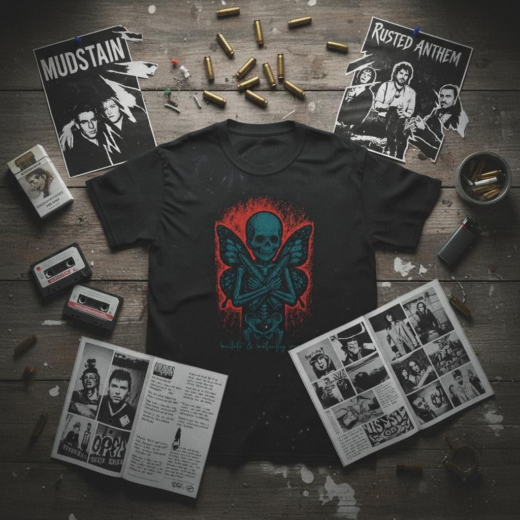 Bullets & Butterfly Wings Skeleton Art | Free Shipping | 10% Off 2 Tees · 25% Off 3