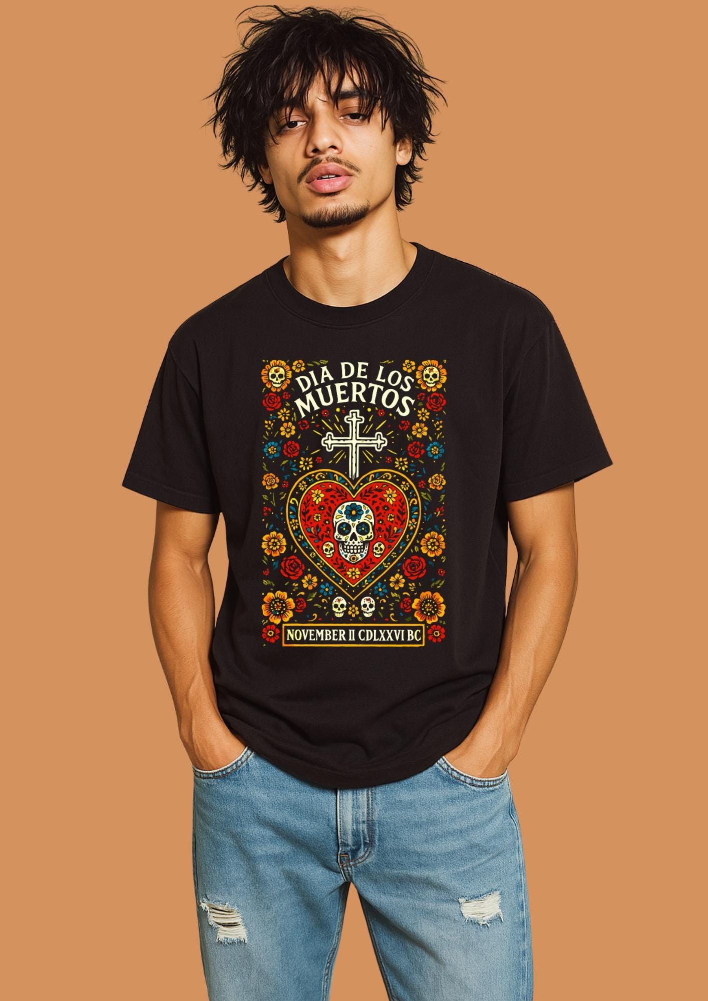 Día de los Muertos Skull Tee | Free Shipping | 10% Off 2 Tees · 25% Off 3