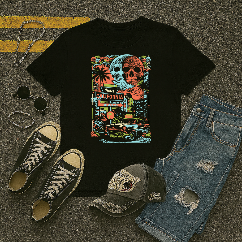 Hotel California – No Vacancy T-shirt | Free Shipping | 10% Off 2 Tees · 25% Off 3